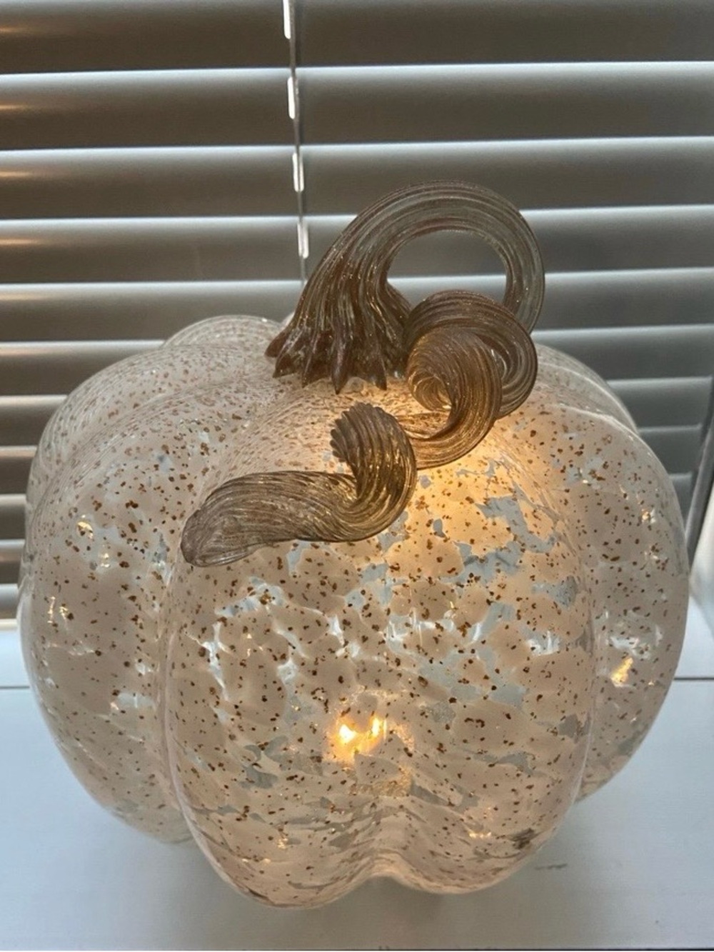 Glass Pumpkin with Light